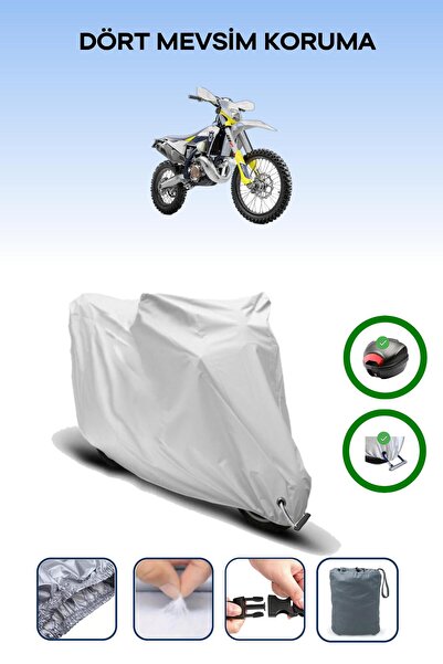 Breen حقيبة خلفية رمادية اللون ومتوافقة مع قماش المحرك المتوافق مع Husqvarna TE 300