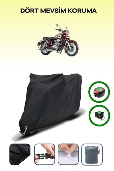 Breen حقيبة خلفية سوداء وقماش محرك متوافق مع Jawa 350 2T