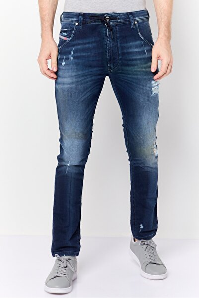 Diesel Men Regular Fit Ripped Stretchable Jeans, Blue