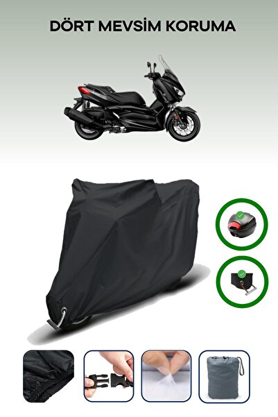 Breen حقيبة خلفية سوداء وقماش محرك متوافق مع Yamaha X-Max 400 Iron Max