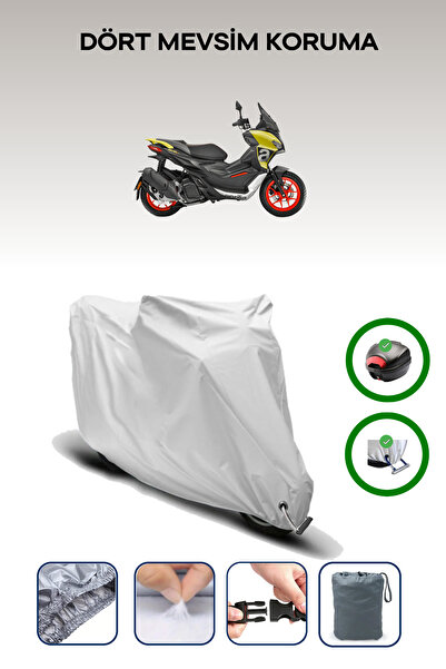 Breen Gray Tail Bag and Lock Compatible Aprilia Sr Gt 125 Compatible Motorbike Tarpaulin