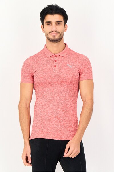 Puma Men Sportswear Fit Short Sleeve Outdoor Polo Shirt, Heather Red