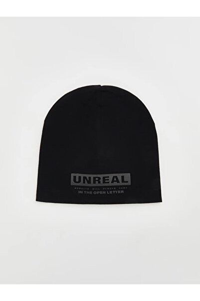 LC Waikiki Lcw Accessories Black Text Printed Men's Beret