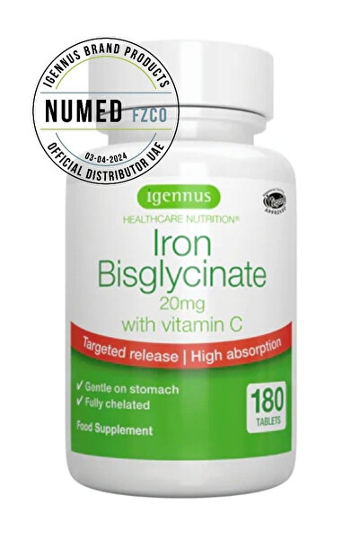Igennus Healthcare Nutrition Iron Bisglycinate with Vitamin C, 180 Tablets