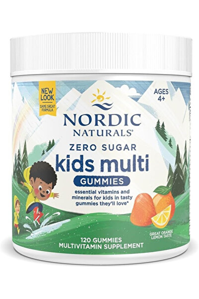 Nordic حلوى الفيتامينات المتعددة للأطفال من ناتشورالز الخالية من السكر، 120 قطعة