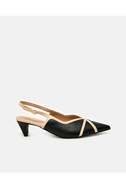 REDTAG Women Black And Beige With Overlay Detail Slingback