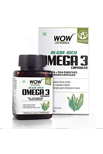 Wow Life Science Omega 3 Capsules, Epa and Dha, Vegan - 60 Count