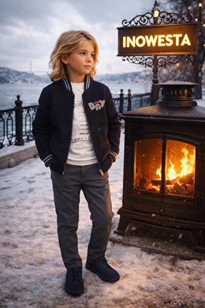 inowesta trend Costum special combinat din 3 piese pentru băiat cu haină cu ș...