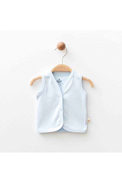 ESLENZA Organic Snap-On Baby Vest – Baby Blue