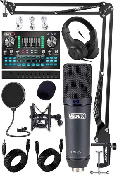 Midex Stüdyo Ekipmanları Private Paket-4 CX2 Mikrofon VS20 Ses Kartı Stüdyo Kayıt Seti