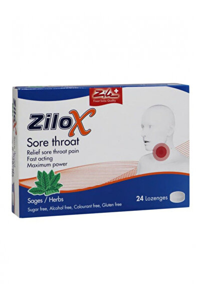 Zilox أقراص استحلاب عشبية لعلاج التهاب الحلق، 24 قرصًا