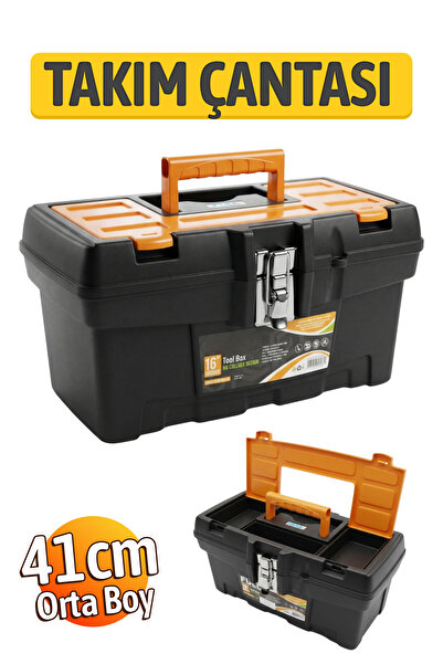 Badem10 Metal Kilitli Tek Bölmeli Organizerli 41CM Orta Boy Alet Çantası Prat...