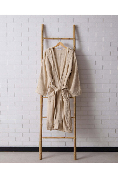 REDTAG Beige Hooded Bathrobe (Large)