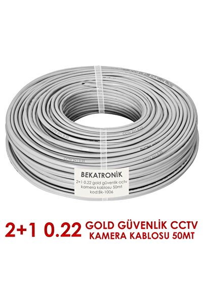 BekaTronik Güvenlik Kamera Kablosu 2+1 0.22mm Bakır Gold CCTV 50 Metre İç Mekan