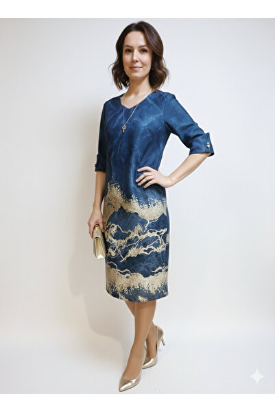 izmoda Baskılı Esnek Kumaş Büyük Beden Elbise(Beden Tablosundan Ölçülerinizi ...