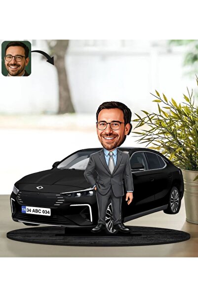 Bk Gift Kişiye Özel Erkek Oltu Renk Togg Karikatür Biblo -1, Arkadaşa Hediye,...