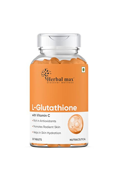HERBAL MAX أقراص إل-غلوتاثيون، لبشرة متألقة، فيتامين سي، خالية من السكر - 500...