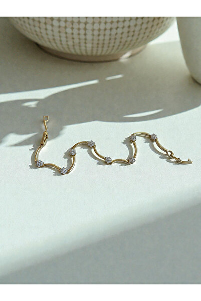 Silver Xuping Minimal Zirkon Taşlı Dalgalı Bahar Bileklik