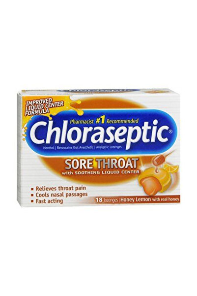 chloraseptic عسل وليمون، 18 قرصاً مص