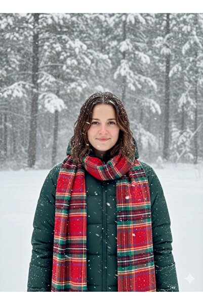 As Reyon Ekose Desenli Saçaklı Kadın Atkı