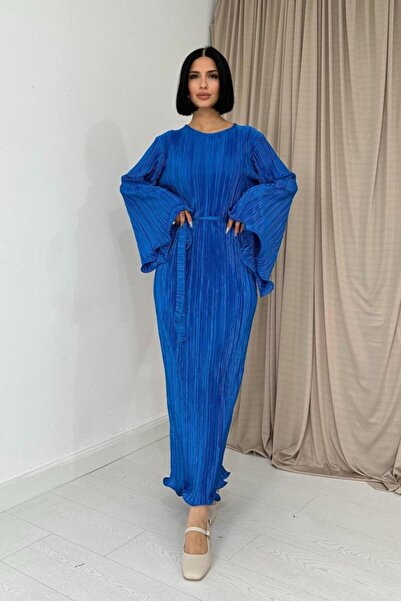 Zerenyus Cobalt Spanish Sleeve Pleated Dress