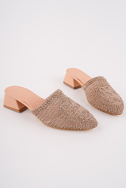 RoseVeno Women's Mink Knitwear Braided Heeled Slippers