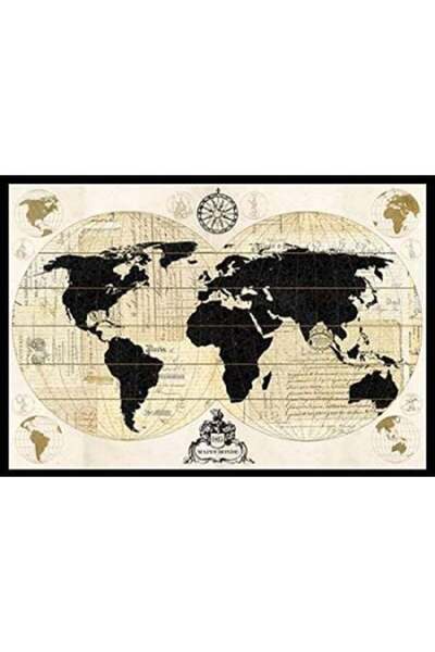 Alcoach لوحة جدارية خشبية مزخرفة لخريطة العالم القديمة