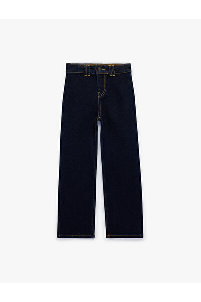 Koton Pantaloni din bumbac cu buzunare talie înaltă Pantaloni drepti cu picio...