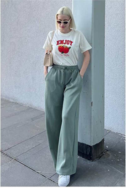 Madmext Çağla Yeşili Ayarlanabilir Bel Bol Paça Rahat Kesim Basic Kadın Eşofm...