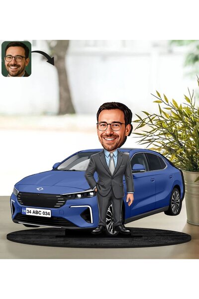 Bk Gift Kişiye Özel Erkek Mardin Renk Togg Karikatür Biblo -1, Arkadaşa Hediy...