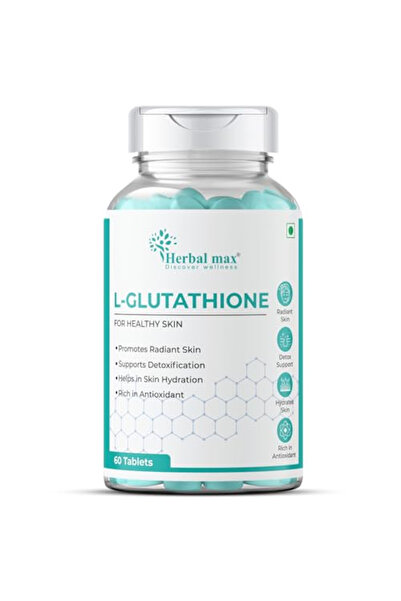 HERBAL MAX إل-غلوتاثيون، لتفتيح البشرة وتفتيحها - 1000 ملغ، 60 قرصًا