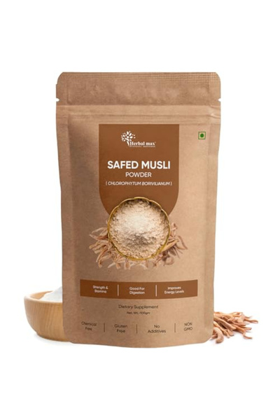 HERBAL MAX Organic Safed Musli Root Powder, Ayurvedic Support for Vitality - ...