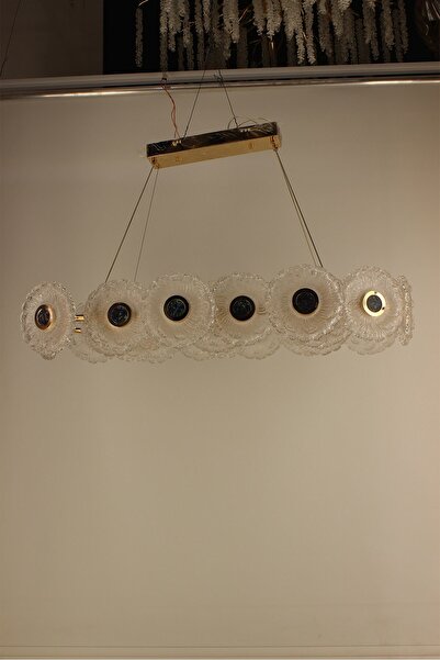 GN GEN AYDINLATMA Lüks Gold Kaplama Çiçek Tasarım Oval Kristal Camlı Modern Y...