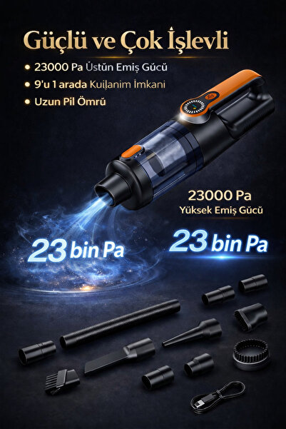 HMO Store 23.000 Pa ORJİNAL Emiş Gücü | Toz Işıklı, Ekranlı | 9’u 1 Arada Vakum & Üflemeli Süpürge