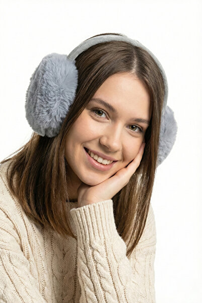 nacar çarşı Căști pentru urechi din pluș gri pentru femei, pentru iarnă, moal...