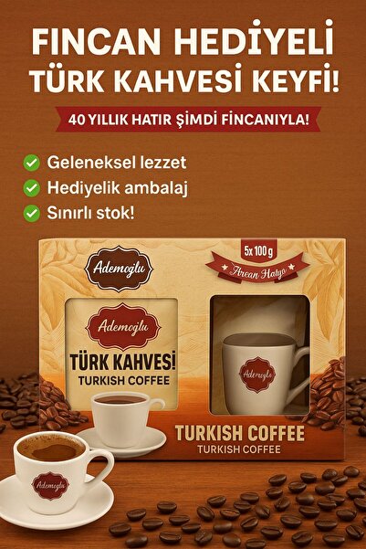 ademoğlu Türk Kahvesi 100 gr (5 li Paket) Fincan Hediyeli