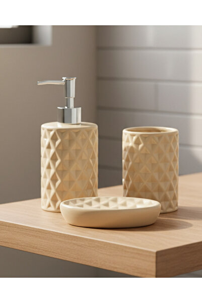 REDTAG Cream Diamond Embossed Bathroom Set (3 Piece)
