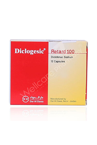 Diclogesic ريتارد، يُستخدم لتسكين الألم وتقليل الالتهاب، 100 ملغ، 12 كبسولة