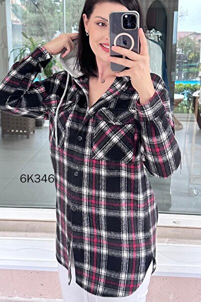 İnce Topuk Hooded Tunic Lumberjack Shirt 6K346