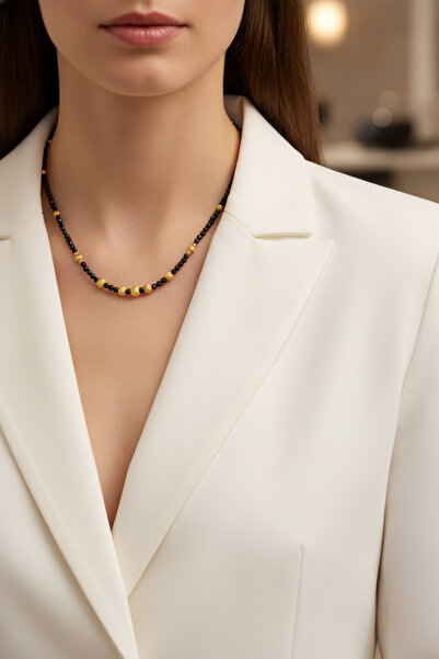 Utku Kuyumculuk 22 AYAR ONİKS TAŞLI DORİKA TOPLU TASARIM ALTIN KOLYE