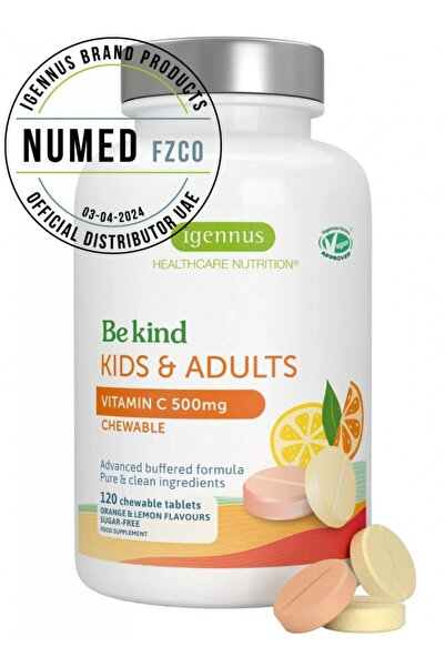 Igennus Healthcare Nutrition أقراص فيتامين سي قابلة للمضغ بنكهات البرتقال والليمون، خالية من السكر