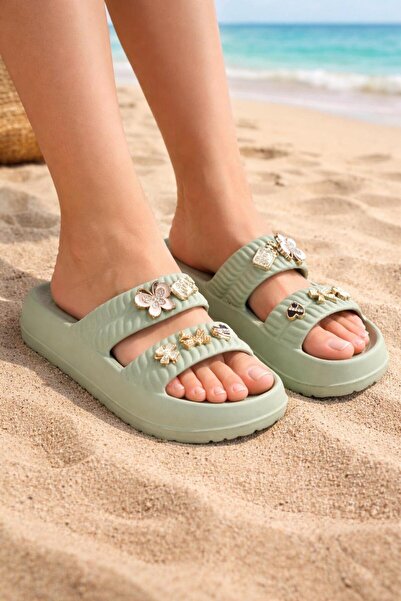 MODAONN Γυναικείες πέτρινες κομψές, άνετες και άνετες καθημερινές παντόφλες Eva