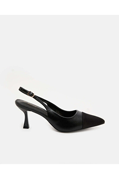 REDTAG Women Black Pointed Slingback Heels