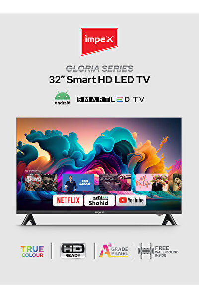 İMPEX Gloria 32 Smart HD Ready 32 Inch Android LED TV 8GB Memory 1GB RAM Quad Core WiFi 3HDMI 2USB