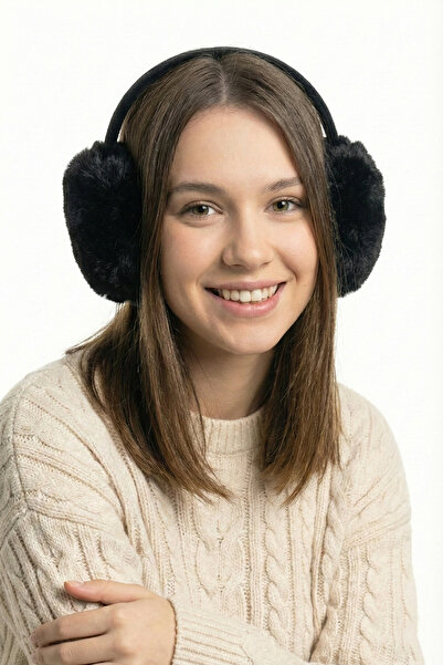 nacar çarşı Căști pentru urechi din pluș negru pentru femei, pentru iarnă, mo...