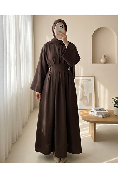 Modamorfo Φόρεμα Modal με πιέτες στη μέση, ζώνη και λεπτομέρεια με αγκράφα - ...