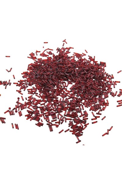 Serhat Aksesuar ve El İşçilik 6x2 mm Bordo İçten Boyalı Boncuk 100 Gr Boncuk