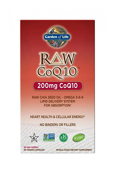GARDEN OF LIFE كبسولات خام من Coq10 بتركيز 200 ملغ، 60 كبسولة