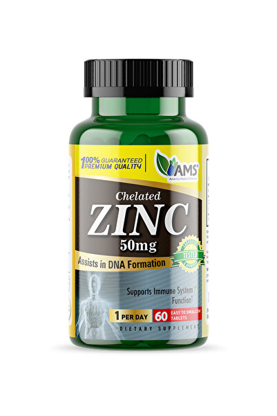 AMS أقراص الزنك للاستخدام الصحي، 60 قرصًا، عبوة واحدة، 50 ملغ