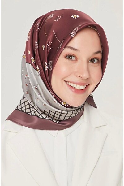 Armine İpek Eşarp Nostalji - 8517-07 Bordo Twill